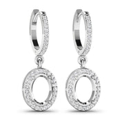 Bids.com 0.32 Carat Genuine White Diamond 14K White Gold Semi Mount Earrings - holds 8x6mm Oval Gemstones Earrings White Smoke