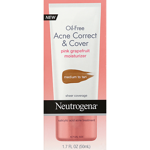 Neutrogena Neutrogena Oil Free Acne Moisturizer Correct & Cover Pink Grapefruit Medium To Tan - 1.7 Fl Oz Lotion & Moisturizer Lavender