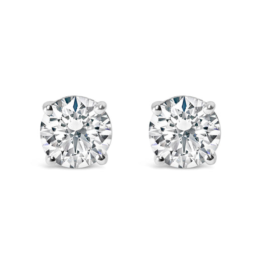 Bids.com .925 Sterling Silver 1.0 Cttw Round Brilliant Cut Lab Grown Diamond 4-Prong Classic Solitaire Stud Earrings (F-G Color, VS2-SI1 Clarity) Earrings White Smoke White.Sterling Silver / 1