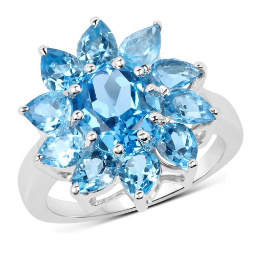 Bids.com 6.35 Carat Genuine Swiss Blue Topaz .925 Sterling Silver Ring Rings White Smoke size 6.00,size 7.00,size 8.00,size 9.00,size 5.00,size 10.00