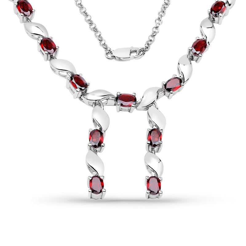 Bids.com 7.65 Carat Genuine Garnet .925 Sterling Silver Necklace Necklaces White Smoke