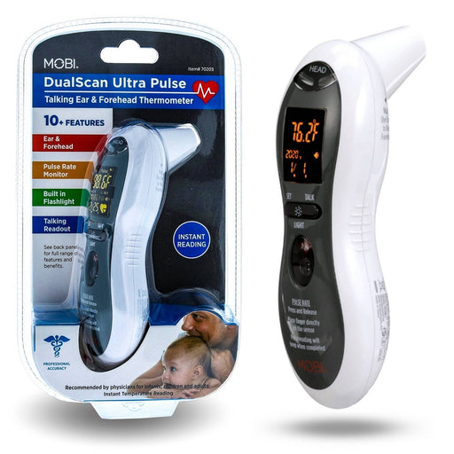 Mobi Technologies Inc. Mobi Technologies, Inc. DualScan Ultra Pulse Talking Ear And Forehead Digital Thermometer With Heart Rate Monitoring Baby Health White Smoke