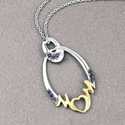 Bids.com 0.18 Carat Genuine Blue Sapphire .925 Sterling Silver Pendant Pendants Dark Gray size 18.00