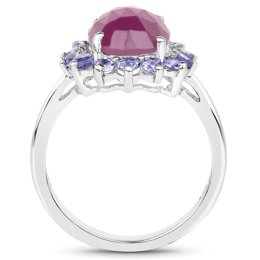 Bids.com 5.53 Carat Genuine Pink Sapphire & Tanzanite .925 Sterling Silver Ring Rings White Smoke size 9.00,size 10.00,size 11.50,size 5.00,size 6.00,size 7.00,size 8.00