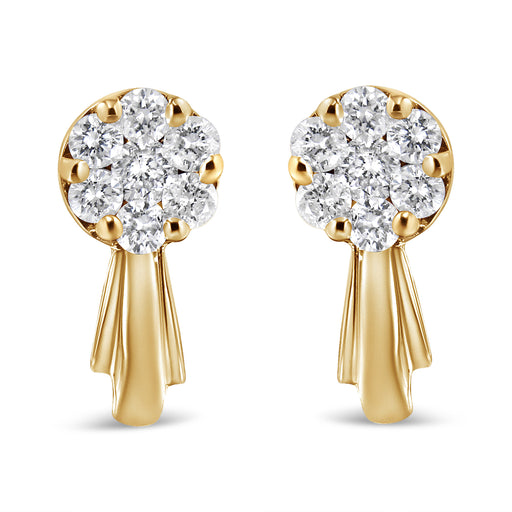 Bids.com 14K White Gold 3/4 Cttw Diamond Floral Cluster Drop and Dangle Stud Earrings (H-I Color, I1-I2 Clarity) Earrings White Smoke 0.87 / White.Gold,0.77 / Yellow.Gold