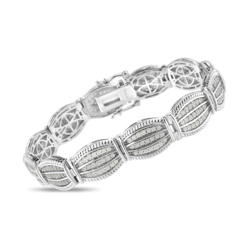 Bids.com .925 Sterling Silver 3.0 Cttw Prong Set Diamond Art Deco Style Tennis Bracelet (I-J Color, I2-I3 Clarity) - 7.25" Bracelets White Smoke White.Sterling Silver / 7.25