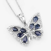 Bids.com 1.67 Carat Genuine Blue Sapphire and White Zircon .925 Sterling Silver Pendant Pendants White Smoke