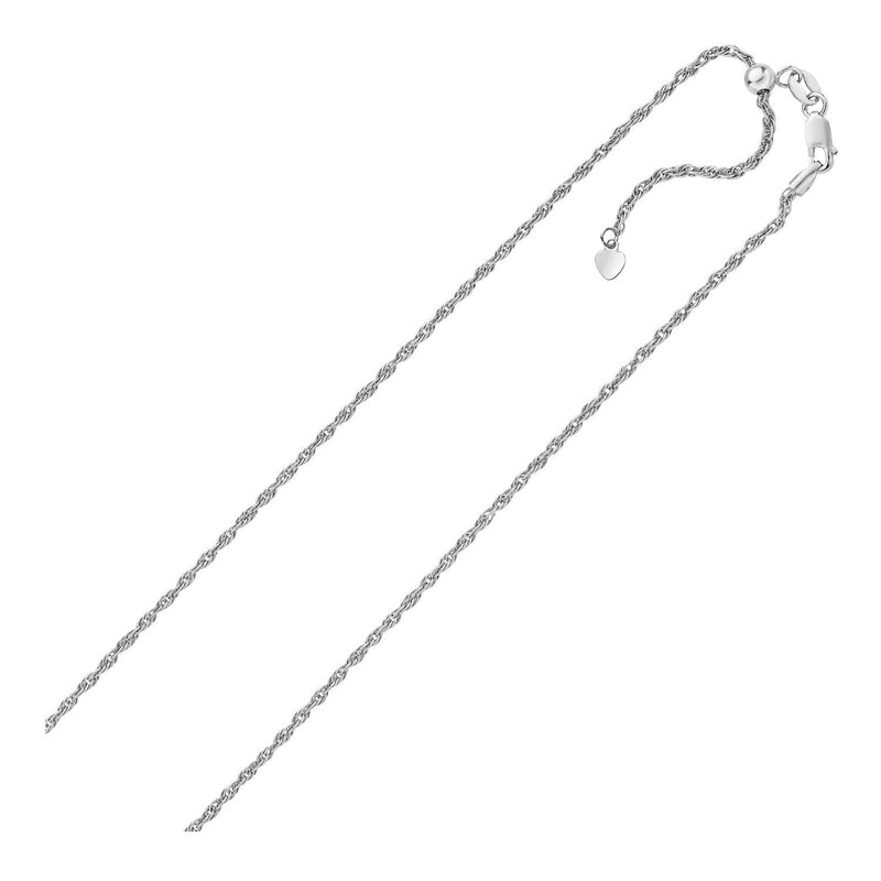 Bids.com Sterling Silver 1.5mm Adjustable Rope Chain Necklaces White Smoke 22 / Sterling Silver