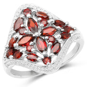 Bids.com 2.24 Carat Genuine Garnet .925 Sterling Silver Ring Rings White Smoke size 6.00,size 7.00,size 8.00,size 9.00