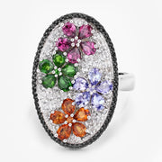 Bids.com 5.01 Carat Genuine Multi Stones .925 Sterling Silver Ring Rings White Smoke size 5.00,size 6.00,size 7.00,size 8.00,size 9.00