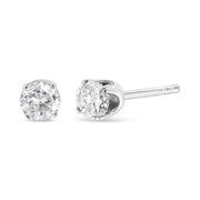 Bids.com 14K White Gold 1.0 Cttw 4-Prong Set Brilliant Round-Cut Solitaire Lab Grown Diamond Push Back Stud Earrings (E-F Color, VVS2-VS1 Clarity) Earrings White Smoke White.Gold / 1