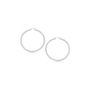 Bids.com 14k White Gold Polished Hoop Earrings (15 mm) Earrings White Smoke White Gold