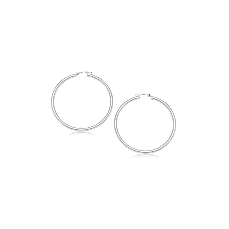 Bids.com 14k White Gold Polished Hoop Earrings (15 mm) Earrings White Smoke White Gold