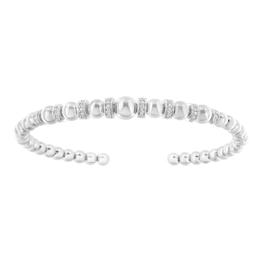 Bids.com .925 Sterling Silver 1/4 Cttw Diamond Rondelle Graduated Ball Bead Cuff Bangle Bracelet (I-J color, I2-I3 clarity) - Fits wrists up to 7 1/2 inches Bracelets White Smoke White.Sterling Silver / 7