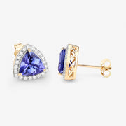 Bids.com 3.82 Carat Genuine Tanzanite and White Diamond 14K Yellow Gold Earrings Earrings White Smoke