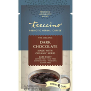 Teeccino Dark Chocolate Prebiotic SuperBoost Herbal Coffee Herbal Coffee Saddle Brown 10 ounce ground,5lb ground,Trial Size