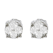 Bids.com .925 Sterling Silver 1/2 cttw Prong Set Round-Cut Diamond Cluster Stud Earring (I-J Color, I2-I3 Clarity) Earrings White Smoke White.Sterling Silver / 0.5