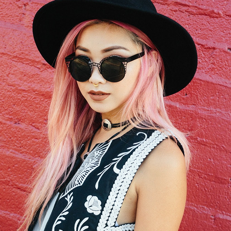 zeroUV Women's Indie Round Metal Laser Cut Mesh Cat Eye 9432 Sunglasses Black Gold,Black,Silver,Rose Gold,Silver White Smoke,Gold White Smoke