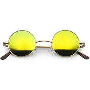 zeroUV Retro Lennon Style Round Circle Metal Mirror Lens Sunglasses 1408 Sunglasses White Smoke Gold Sun