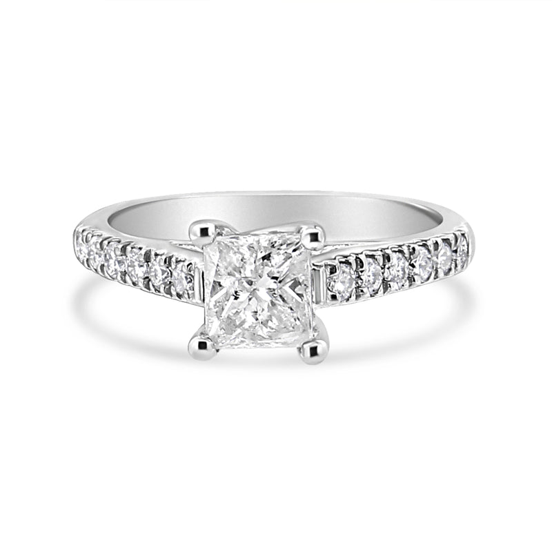 Bids.com 14K White Gold 1 1/5 Cttw 4-Prong Set Princess Diamond Classic Engagement Ring (I1-I2 Color, H-I Clarity) Ring Size 7 Rings White Smoke 5 / White.Gold,8 / White.Gold,6 / White.Gold,9 / White.Gold,7 / White.Gold