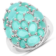 Bids.com 5.48 Carat Genuine Emerald .925 Sterling Silver Ring Rings White Smoke size 9.00,size 6.00,size 7.00,size 8.00