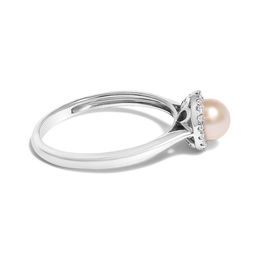 Bids.com 10K White Gold 5MM Cultured Freshwater Pearl  and Diamond Halo Ring (I-J Color, I1-I2 Clarity) - Ring Size 6.5 Rings White Smoke 6.5 / White.Gold,5 / White.Gold,5.5 / White.Gold,6 / White.Gold,7 / White.Gold,7.5 / White.Gold,8 / White.Gold
