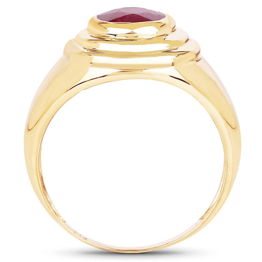 Bids.com 14K Yellow Gold Plated 1.65 Carat Genuine Glass Filled Ruby .925 Sterling Silver Ring Rings White Smoke size 6.00,size 7.00,size 8.00,size 9.00,size 5.00