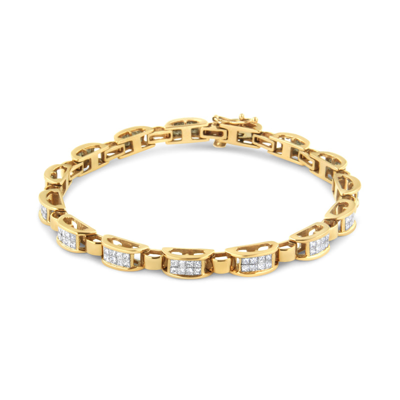 Bids.com 14K Yellow Gold 2 1/2 Cttw Princess-Cut Diamond Link Tennis Bracelet (H-I Color, SI2-I1 Clarity) - 7.25" Bracelets White Smoke Yellow.Gold / 7.25