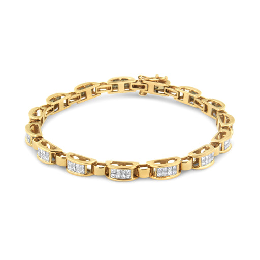 Bids.com 14K Yellow Gold 2 1/2 Cttw Princess-Cut Diamond Link Tennis Bracelet (H-I Color, SI2-I1 Clarity) - 7.25" Bracelets White Smoke Yellow.Gold / 7.25