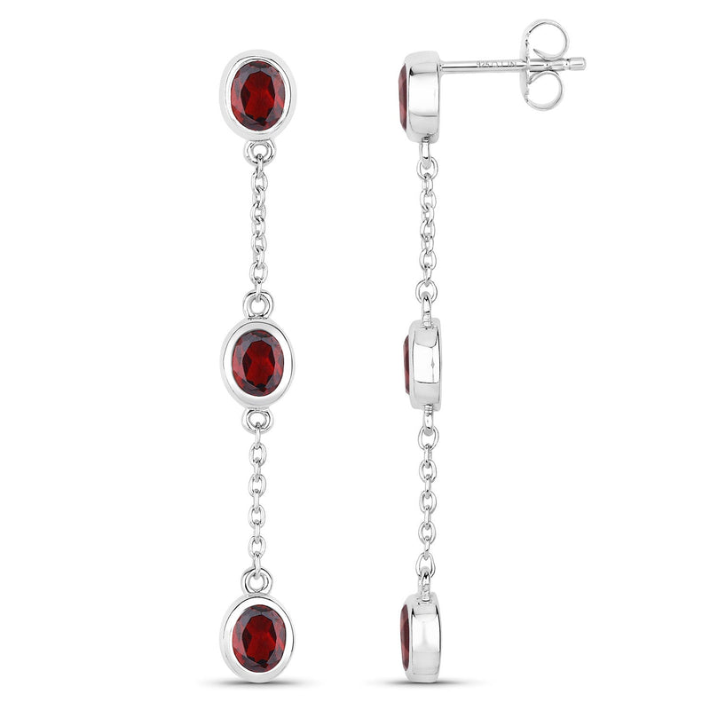 Bids.com 2.70 Carat Genuine Garnet .925 Sterling Silver Earrings Earrings White Smoke
