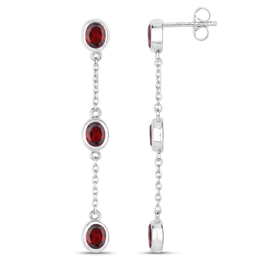 Bids.com 2.70 Carat Genuine Garnet .925 Sterling Silver Earrings Earrings White Smoke