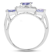 Bids.com 1.00 Carat Genuine Tanzanite and White Topaz .925 Sterling Silver Ring Rings White Smoke size 6.00,size 7.00,size 6.50,size 8.00,size 9.00