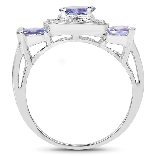 Bids.com 1.00 Carat Genuine Tanzanite and White Topaz .925 Sterling Silver Ring Rings White Smoke size 6.00,size 7.00,size 6.50,size 8.00,size 9.00