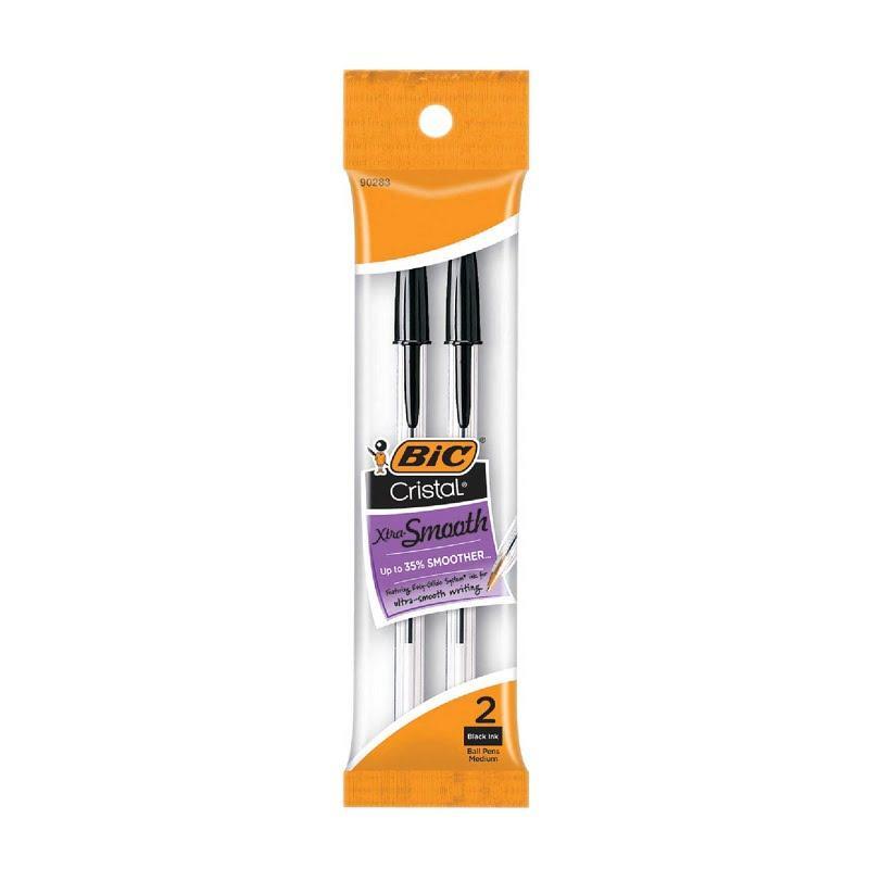 BIC BIC Cristal Original Black Ballpoint Pens - 24 Count (12 Packs of 2) - Medium Point Pens White Smoke