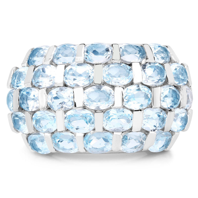 Bids.com 5.51 Carat Genuine Blue Topaz .925 Sterling Silver Ring Rings White Smoke size 7.00,size 6.00,size 8.00,size 9.00