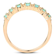 Bids.com 0.41 Carat Genuine Zambian Emerald and White Diamond 14K Yellow Gold Ring Rings White Smoke size 6.00,size 7.00,size 8.00,size 5.00,size 9.00