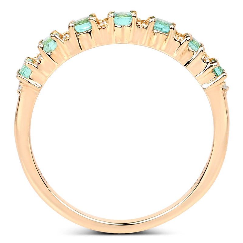 Bids.com 0.41 Carat Genuine Zambian Emerald and White Diamond 14K Yellow Gold Ring Rings White Smoke size 6.00,size 7.00,size 8.00,size 5.00,size 9.00