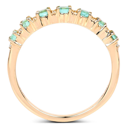 Bids.com 0.41 Carat Genuine Zambian Emerald and White Diamond 14K Yellow Gold Ring Rings White Smoke size 6.00,size 7.00,size 8.00,size 5.00,size 9.00