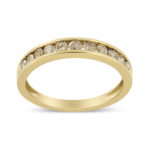 Bids.com 14K Yellow Gold Plated .925 Sterling Silver 1/2 Cttw Channel Set Round Champagne Diamond 11 Stone Band Ring (K-L Color, I1-I2 Clarity) - Size 7 Rings White Smoke 6 / Yellow.Sterling Silver,5 / Yellow.Sterling Silver,10 / Yellow.Sterling Silver,7 / Yellow.Sterling Silver,8 / Yellow.Sterling Silver,9 / Yellow.Sterling Silver