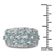 Bids.com 3.24 Carat Genuine Blue Topaz & White Topaz .925 Sterling Silver Ring Rings White Smoke size 7.00,size 6.00,size 8.00,size 9.00