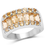 Bids.com 3.08 Carat Genuine Citrine .925 Sterling Silver Ring Rings White Smoke size 5.00,size 9.00,size 6.00,size 7.00,size 8.00