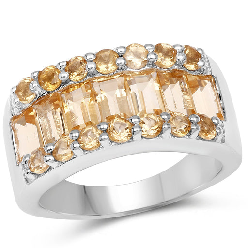 Bids.com 3.08 Carat Genuine Citrine .925 Sterling Silver Ring Rings White Smoke size 5.00,size 9.00,size 6.00,size 7.00,size 8.00