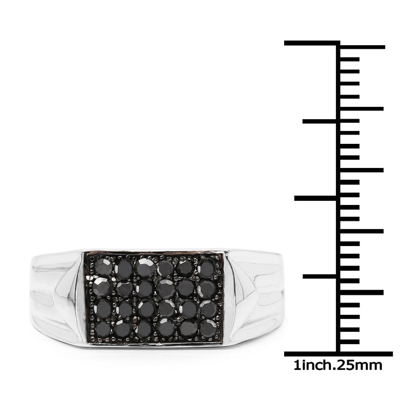 Bids.com 0.42 Carat Genuine Black Diamond .925 Sterling Silver Ring Rings White Smoke size 9.00,size 6.00,size 7.00,size 8.00