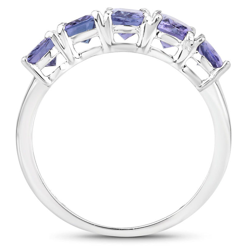 Bids.com 2.65 Carat Genuine Tanzanite .925 Sterling Silver Ring Rings White Smoke size 7.00,size 9.00,size 5.00,size 6.00,size 8.00,size 10.00