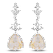 Bids.com 15.97 Carat Genuine Golden Rutile And White Topaz .925 Sterling Silver Earrings Earrings White Smoke