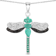 Bids.com 1.87 Carat Genuine Zambian Emerald and White Topaz .925 Sterling Silver Pendant Pendants White Smoke