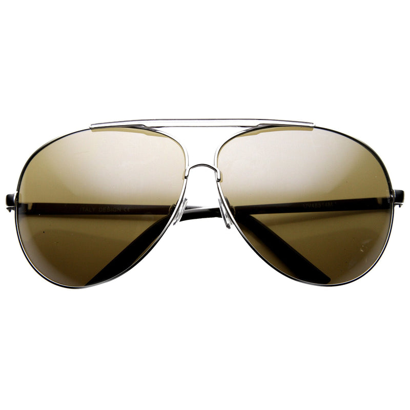 zeroUV Extra Large Metal Oversize Frame Aviator Sunglasses 1580 70mm Sunglasses White Smoke Gunmetal Brown