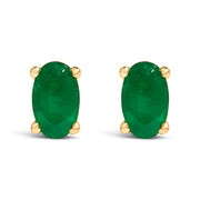 Bids.com 14K White Gold 5x3 MM Oval Green Emerald Solitaire Stud Earrings Earrings White Smoke Yellow.Gold / Green Emerald