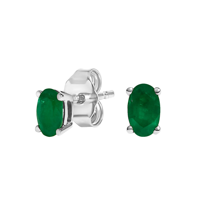 Bids.com 14K White Gold 5x3 MM Oval Green Emerald Solitaire Stud Earrings Earrings White Smoke White.Gold / Green Emerald,Yellow.Gold / Red Ruby,Yellow.Gold / Blue Sapphire,Yellow.Gold / Green Emerald