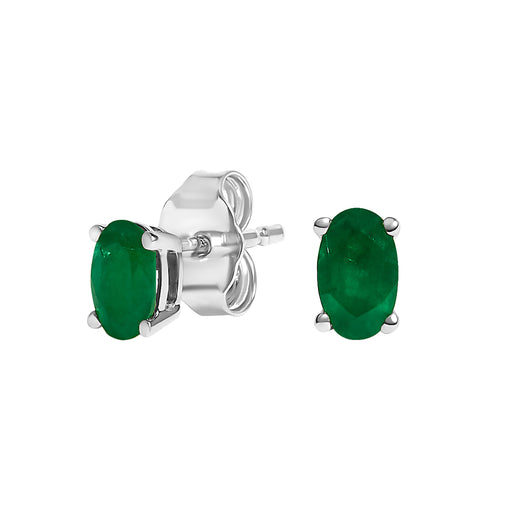 Bids.com 14K White Gold 5x3 MM Oval Green Emerald Solitaire Stud Earrings Earrings White Smoke White.Gold / Green Emerald,Yellow.Gold / Red Ruby,Yellow.Gold / Blue Sapphire,Yellow.Gold / Green Emerald